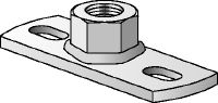 MGM 2-F Fixed point base plate Premium hot-dip galvanized (HDG) 2-hole base plate for light-duty fixed point applications (metric)