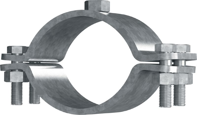 MFP-F Fixed point pipe clamp Hot-dip galvanized (HDG) fixed point pipe clamp for maximum performance in heavy-duty applications