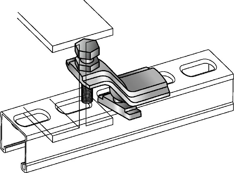 MM-T-16-36 Galvanized beam clamp for connecting MM strut channels directly to steel beams