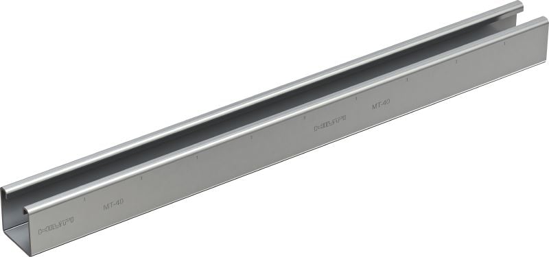 MT-40 U C-Channel profile Medium-duty unslotted C-Channel profile for use with MT-FL/MT-TL components in indoor environments