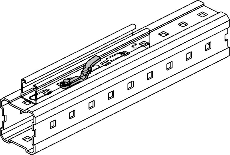 MIC-MI/MQ M8 Hot-dip galvanized (HDG) connector for fastening MQ strut channels parallel to MI girders Applications 1