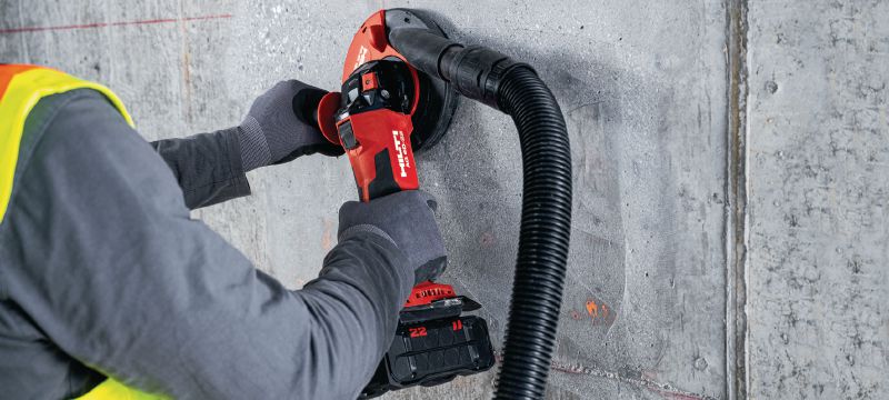 AG 6D-22 Cordless angle grinder (125 mm) Powerful cordless angle grinder with brushless motor, SensTech control and advanced safety features for discs up to 125 mm (Nuron battery platform) Applications 1