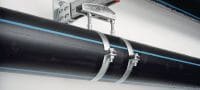 MP-MX Heavy-duty pipe clamp Galvanized pipe clamp without sound insulation for extra heavy-duty applications Applications 1