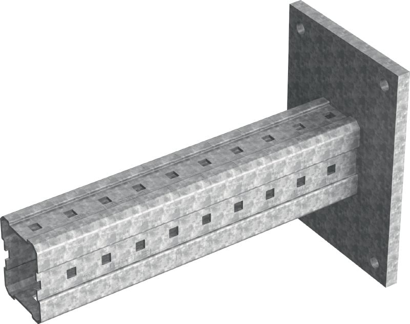 MIC-C120-DH Bracket Hot-dip galvanized (HDG) box profile bracket for connections to concrete in heavy-duty applications