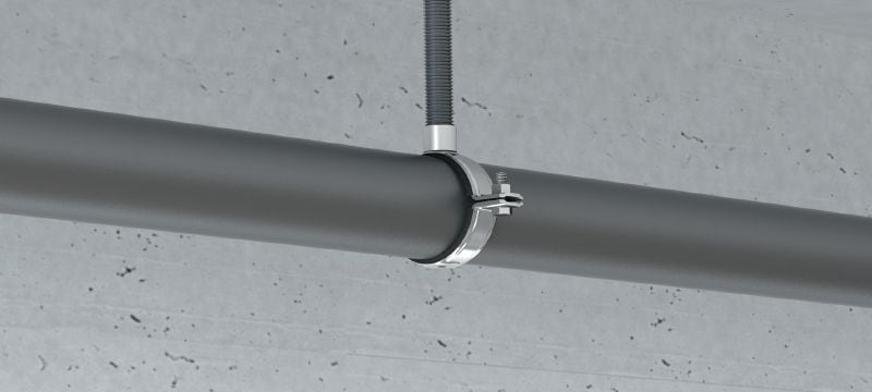 MP-MXI Heavy-duty pipe clamp Galvanized pipe clamp with sound insulation for extra heavy-duty applications Applications 1