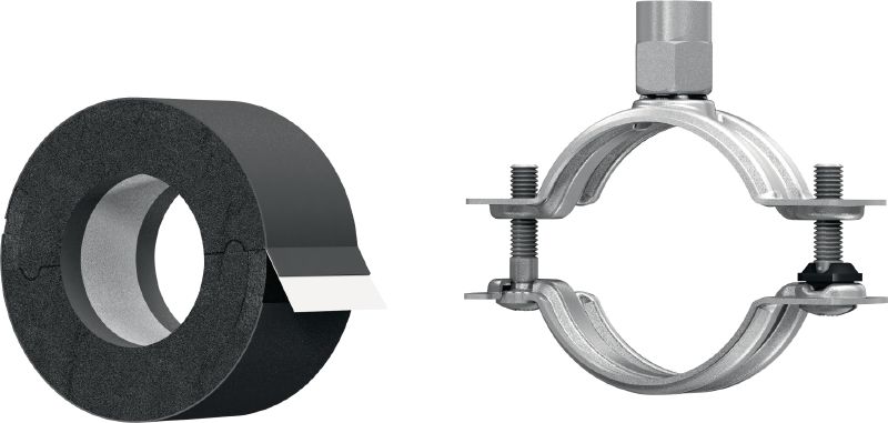 MRP-RPC Quick-close refrigeration pipe clamp Galvanized pipe clamp for high productivity in refrigeration and cold water applications with an insulation thickness of 19 mm