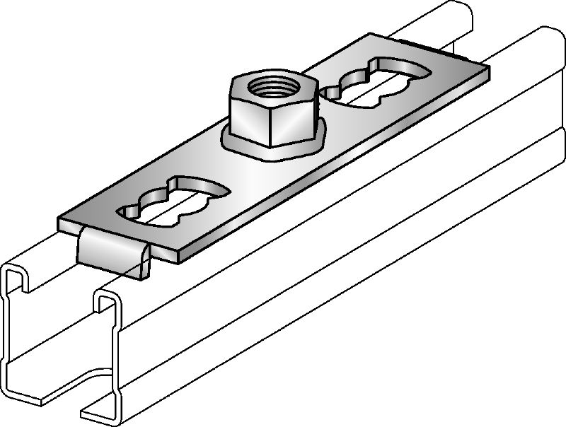 MQG-2 Base plate Galvanized base plate for connecting threaded components to MQ strut channels