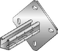 MQK-41/4 Bracket Galvanized bracket with a 41 mm high, single MQ strut channel with a square baseplate for higher rigidity