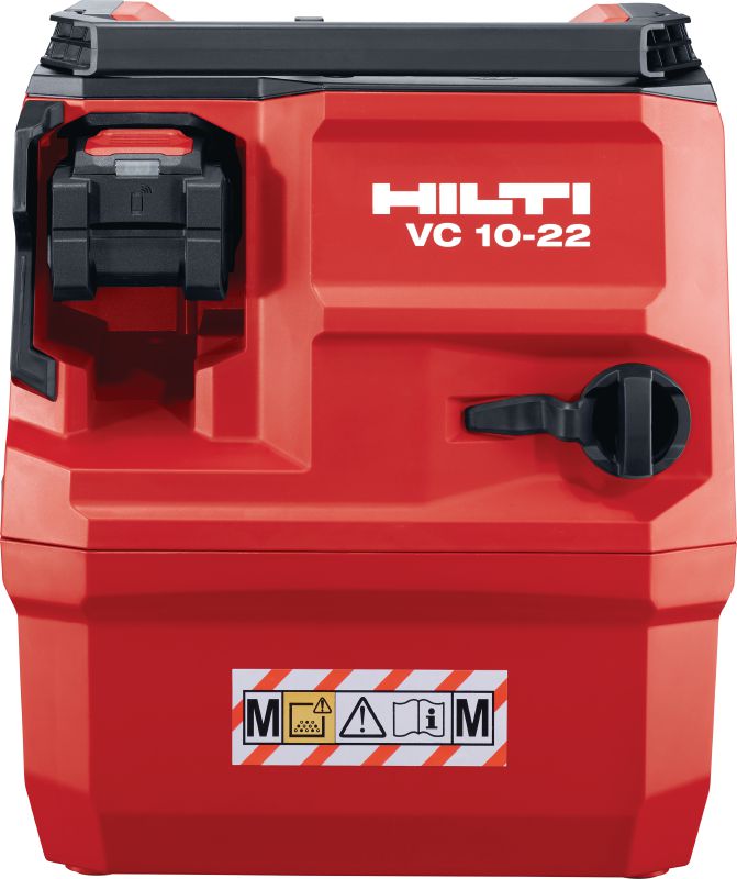 VC 10M-22 Cordless M-Class dust extractor Compact and powerful cordless dust extractor with optional backpack for connection with power tools and jobsite clean ups (wet & dry), 8l tank (Nuron battery)
