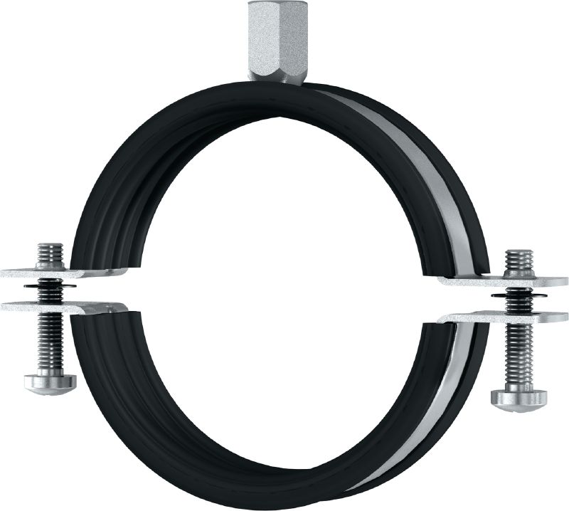 MP-PI Pipe clamp Galvanized pipe clamp with sound insulation for economical light/medium-duty applications