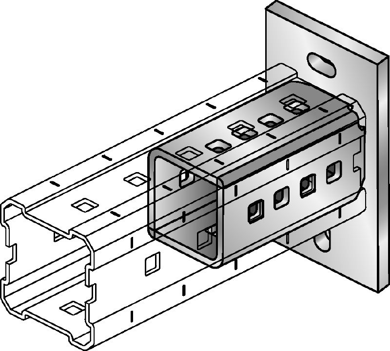 Baseplater DIN 9021 M16 zinced Hot-dip galvanized (HDG) baseplate for fastening MI-90 girders to concrete using two anchors