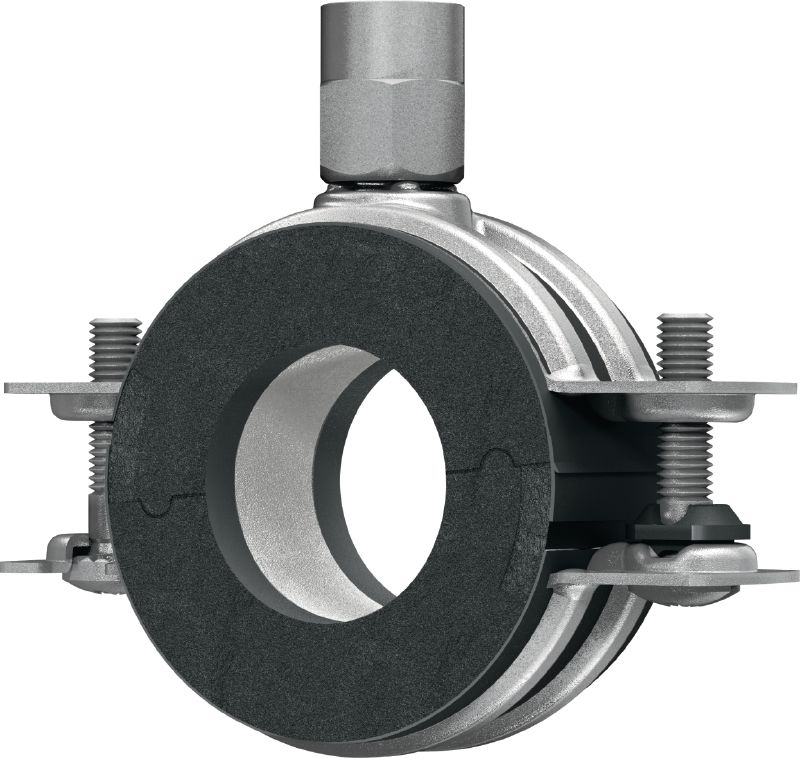 MRP-RPC Quick-close refrigeration pipe clamp Galvanized pipe clamp for high productivity in refrigeration and cold water applications with an insulation thickness of 19 mm