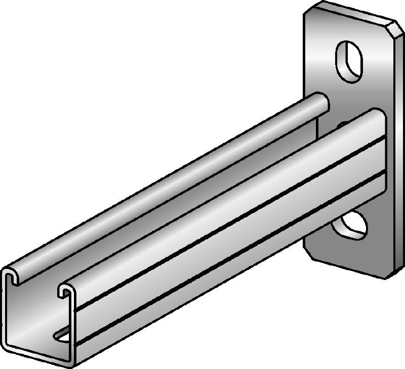 MQK-41/3 Bracket Galvanized bracket with a 41 mm high, 3 mm thick single MQ strut channel