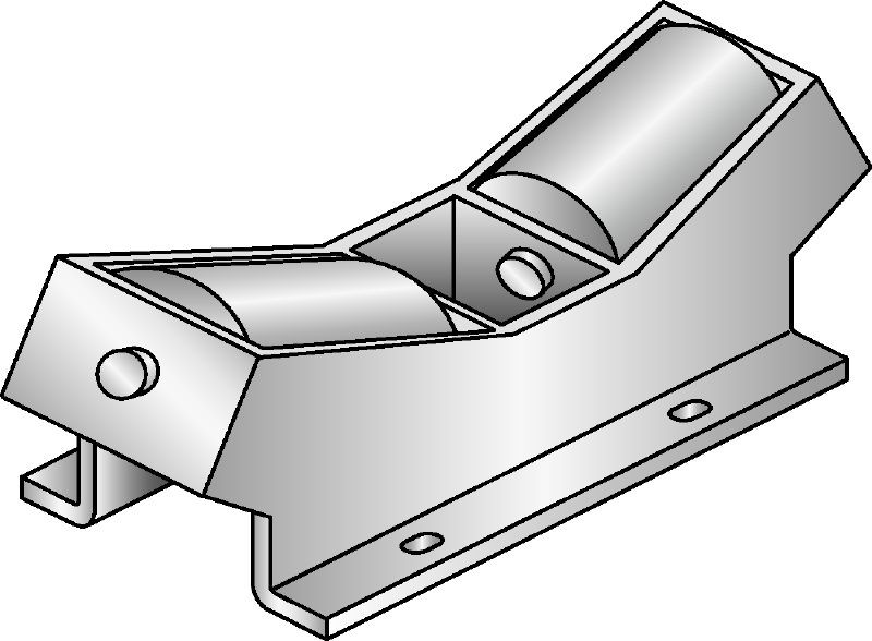 MI-DPR Pipe roller Hot-dip galvanized (HDG) connector fixed to the MI girder to accommodate pipe expansion in heavy-duty applications