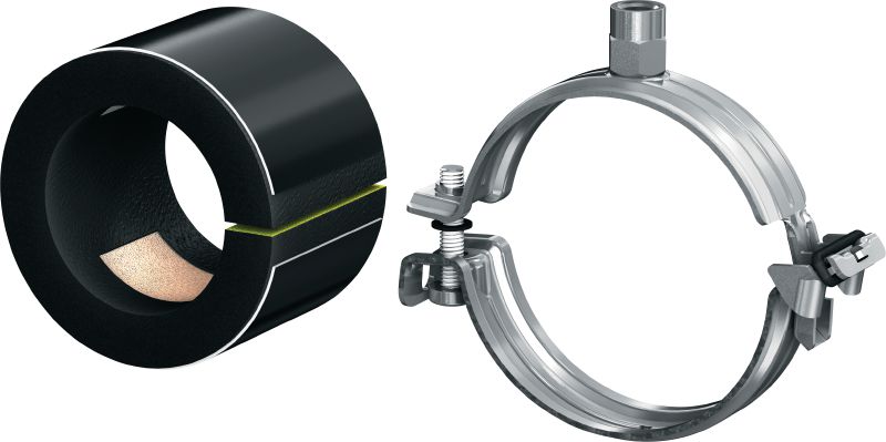 MIP-H Refrigeration pipe clamp (thin insulated) Galvanized pipe clamp for maximum productivity in refrigeration applications with an insulation thickness of 13-16 mm