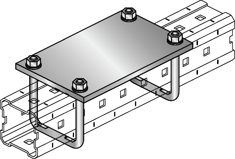 MIC-PA Hot-dip galvanized (HDG) connector for fastening pipe shoes to MI girders for heavy-duty applications