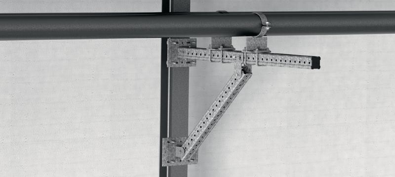 MIC MAH Connector Hot-dip galvanized (HDG) multi-angle connector for fastening MI girders to steel beams at an angle Applications 1