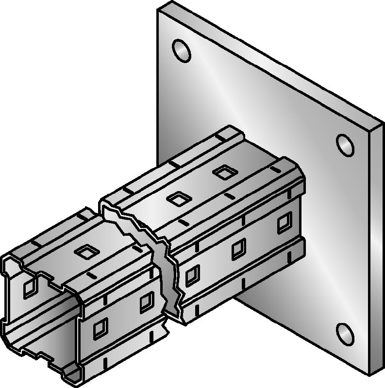 MIC-C90-DH Bracket Hot-dip galvanized (HDG) box profile bracket for connections to concrete in heavy-duty applications