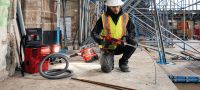 VC 10M-22 Cordless M-Class dust extractor Compact and powerful cordless dust extractor with optional backpack for connection with power tools and jobsite clean ups (wet & dry), 8l tank (Nuron battery) Applications 2
