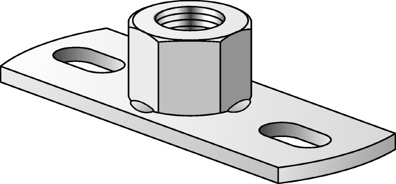 MGL 2-R Stainless steel (A4) light-duty base plate to fasten metric threaded rods with two anchor points