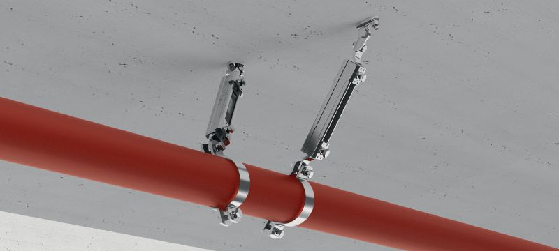 MQS-SP Pipe clamp Galvanized pre-assembled pipe clamps with FM approval for seismic bracing of fire sprinkler pipes Applications 1