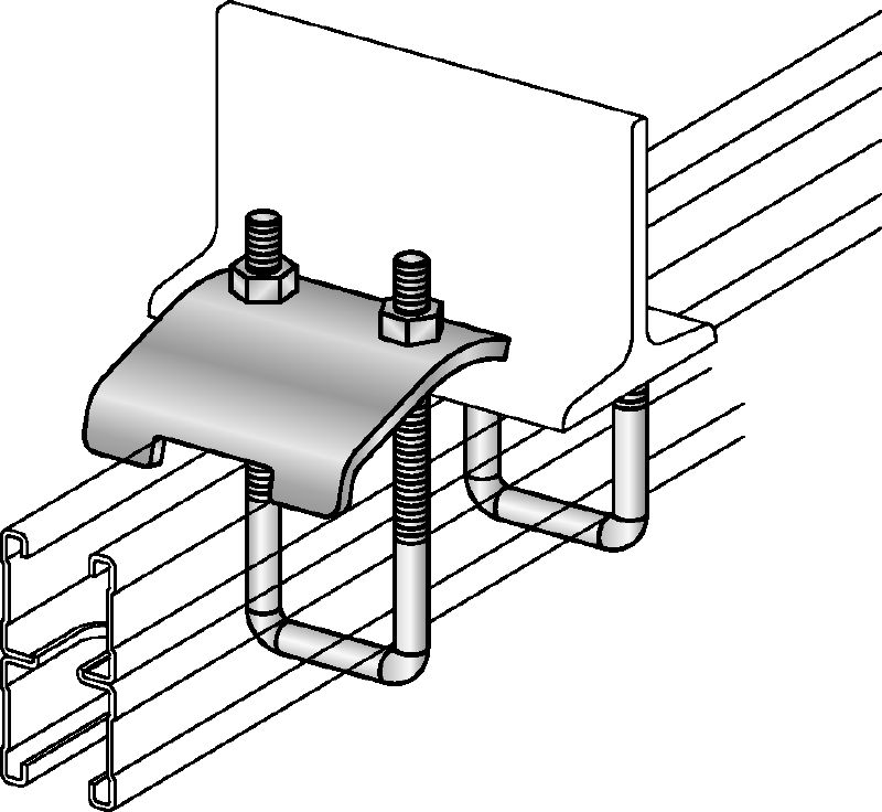 MQT Beam clamp Galvanized beam clamp for connecting MQ strut channels directly to steel beams