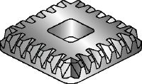 MIA-TP Tooth plate Hot-dip galvanized (HDG) tooth plate used with the MIA-OH bolt for fastening of MI and MIQ connectors