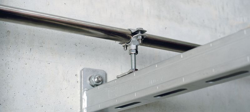 MP-SRN Light-duty pipe clamp Stainless steel (A4) pipe clamp without sound insulation for light-duty applications Applications 1