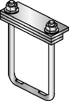 MIC-PS/MIC-PSP Hot-dip galvanized (HDG) connector for fastening pipe shoes to MI girders for heavy-duty applications with expansion