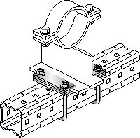 MIC-PS/MIC-PSP Hot-dip galvanized (HDG) connector for fastening pipe shoes to MI girders for heavy-duty applications with expansion