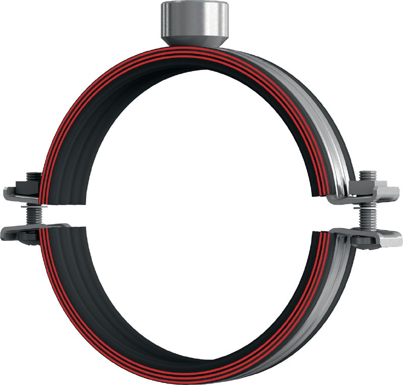 MP-MI Heavy-duty pipe clamp Galvanized pipe clamp with sound insulation for heavy-duty applications