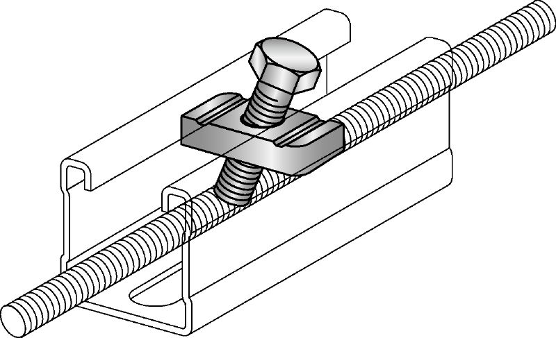 MQS-RS Rod-stiffener Galvanized pre-assembled threaded rod stiffener for attaching strut channel to a threaded rod to accommodate compression loads