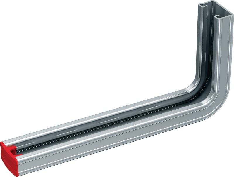 MQK-21-L Galvanized bracket with a 21 mm, high single MQ strut channel for medium-duty indoor applications