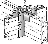 MQI-K Cross connector Galvanized cross connector for crosswise mounting of channels with an integrated M12 connection for height adjustability