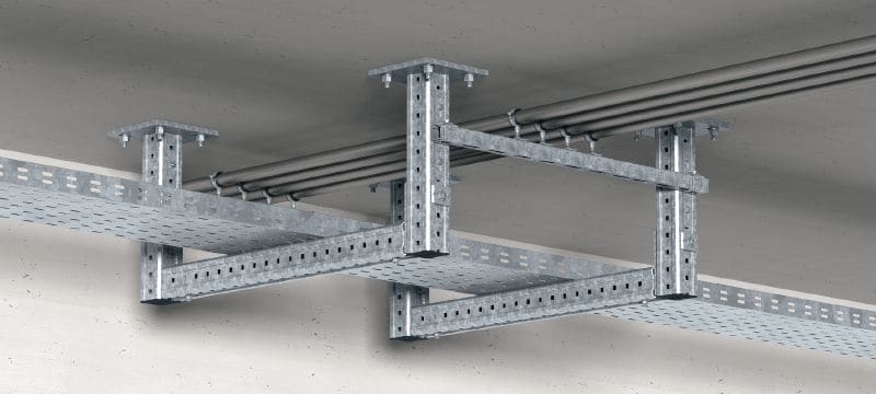 MIC-MI/MQ-X Hot-dip galvanized (HDG) connector for fastening MQ strut channels perpendicular to MI girders Applications 1