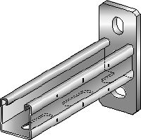 MQK-41 Bracket Galvanized bracket with a 41 mm high, single MQ strut channel for medium-duty applications