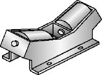 MI-DPR Pipe roller Hot-dip galvanized (HDG) connector fixed to the MI girder to accommodate pipe expansion in heavy-duty applications