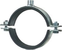 MP-MXI Heavy-duty pipe clamp Galvanized pipe clamp with sound insulation for extra heavy-duty applications