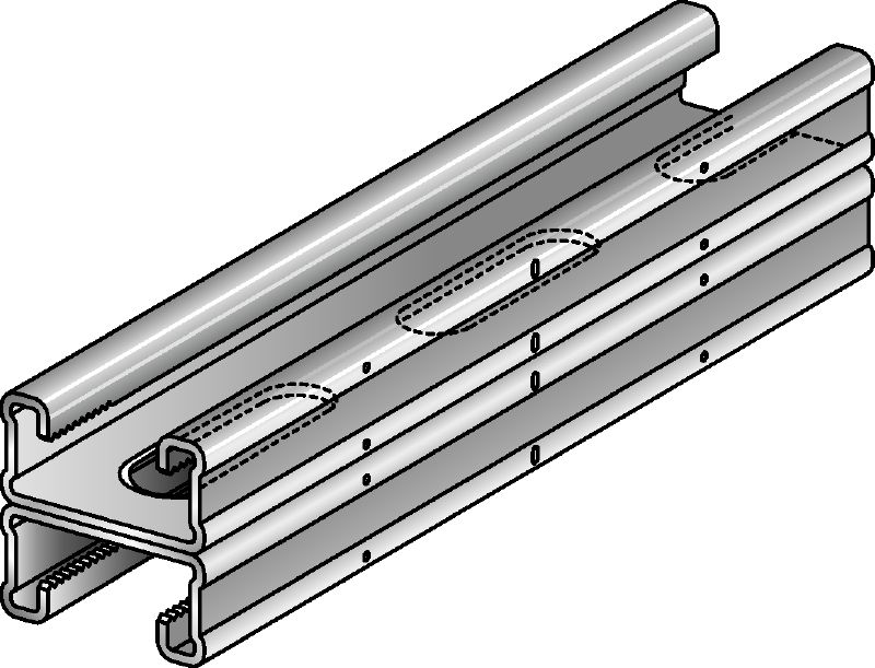 MQ-21 D-RA2 C-Channel profile Stainless steel (A2) double C-Channel profile for medium-duty applications