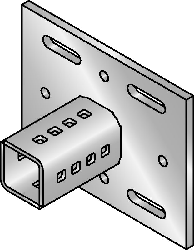 MIC-SH Baseplate (for MI-90) Hot-dip galvanized (HDG) baseplate for fastening MI-90 girders to steel for heavy-duty applications