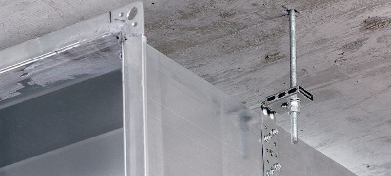 MVA-LC ventilation support Galvanized air duct bracket for fastening or hanging ventilation ducts Applications 1