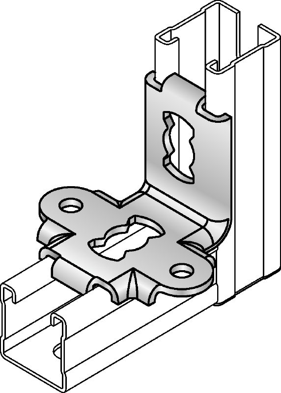 MQS-W Seismic angle Galvanized strut channel connector for use in braced MQ channel trapezes for seismic applications